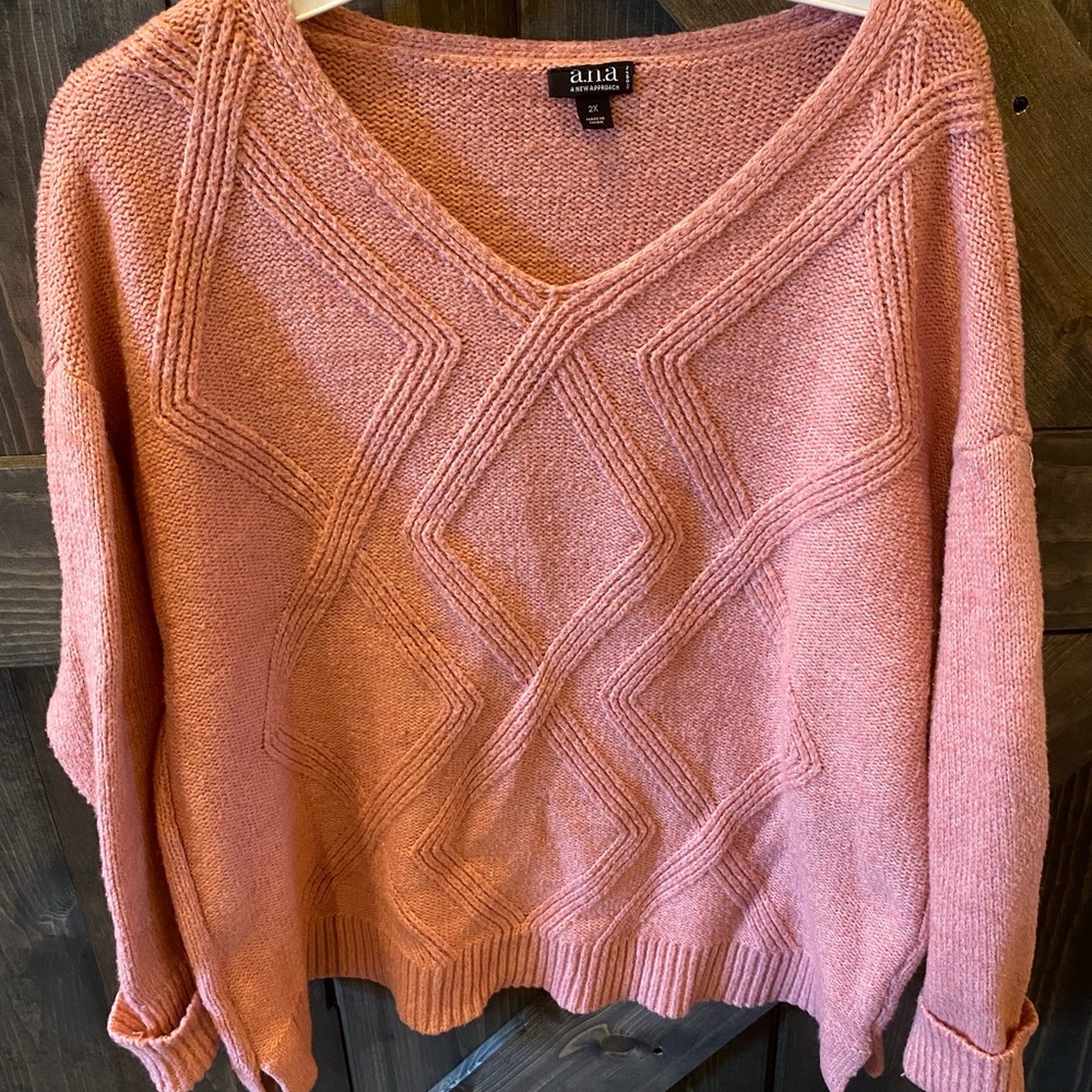 a.n.a Women's V-Neck Sweater in Soft Pink